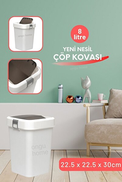 ongu home Çöp Kovası Çöp Yutan Çöp Kutusu Beyaz (8 LİTRE)