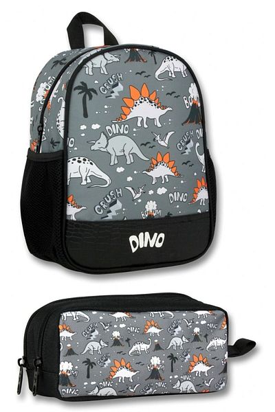 ÜMİT ÇANTA Cennec Black Gray Dinosaurs Kindergarten Bag and Pen Holder Set - Boy