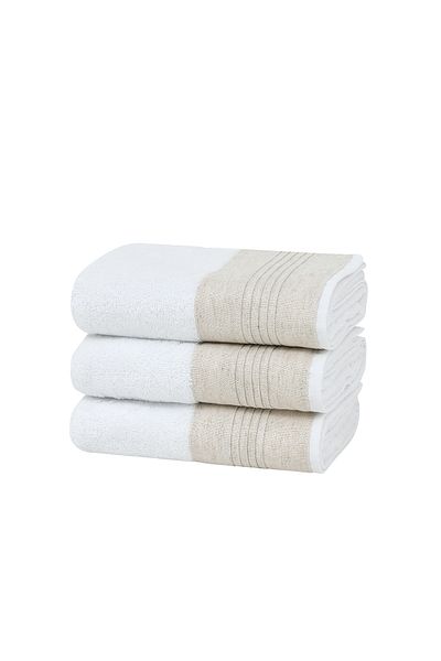 Yataş Korin 3-Piece Hand / Face / Head Towel Set 50X90 cm - White