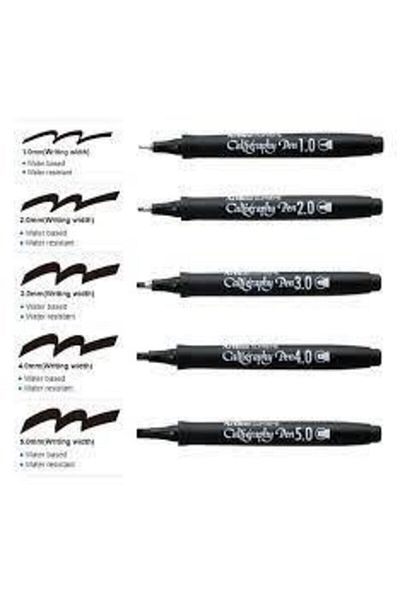 artline Ergoline Calligraphy Pen 1.0 - 2.0 -3.0 - 0.4 -0.5 ( 5 Piece Set )