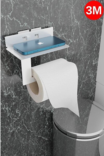 risingmaber Metal Beyaz Ultra Güçlü Yapışkanlı Telefon Tutacaklı Tuvalet WC K...