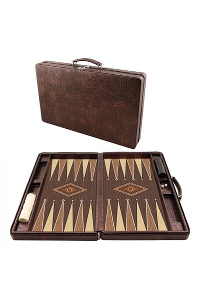 Star Oyun Star Leather Bag Backgammon Set Large Size Star-037