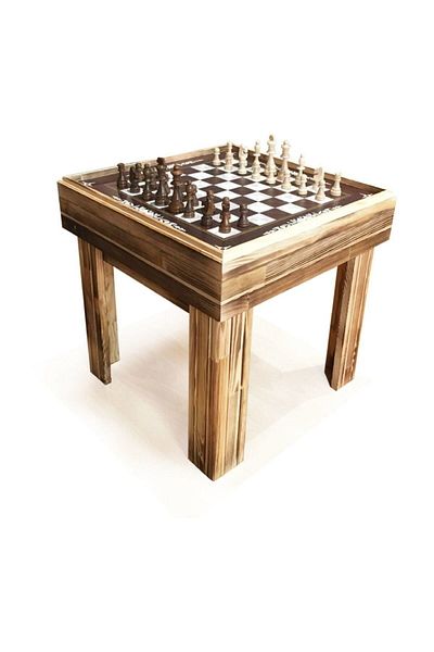 Star Oyun Star Footed Walnut Backgammon and Chess Table Set