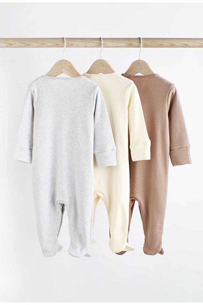 Next Baby 3 Pieces Footed Grey/Cream/Brown Baby Sleeping Bag - 100% Cotton