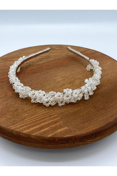 VENTUS ACCESSORIES فستان سهرة حناء الزفاف مرصع بالكريستال، تاج أنيق وأنيق