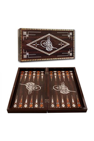 Onay Store Antique Ottoman Backgammon Large Size Backgammon - Large Size Backgammon - Luxury Polished Backgammon - Elite Backgammon Set