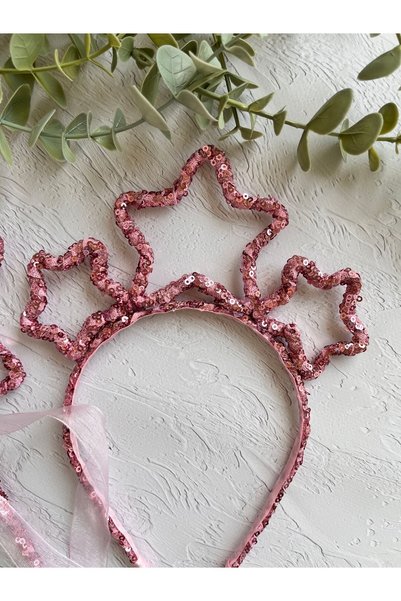 SAKLIDESİGN Children's Pink Color Star Model Birthday Crown