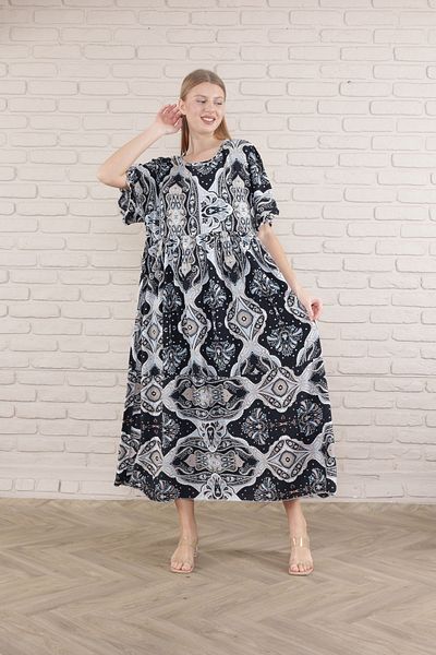 mervemoda Γυναικείο κοντομάνικο καλοκαιρινό υφαντό φόρεμα βισκόζης