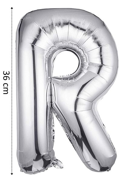 AsyaDesing Foil Balloon Letter R Helium Balloon 36 Cm Silver Color - Letter R Balloon - Letter Foil Balloon - Letter R Balloon
