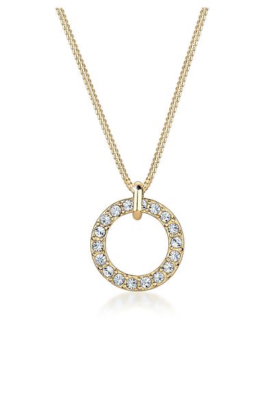 ELLI Halskette Damen Geo Kreis Anhänger mit Kristallen in 925 Sterling Silber