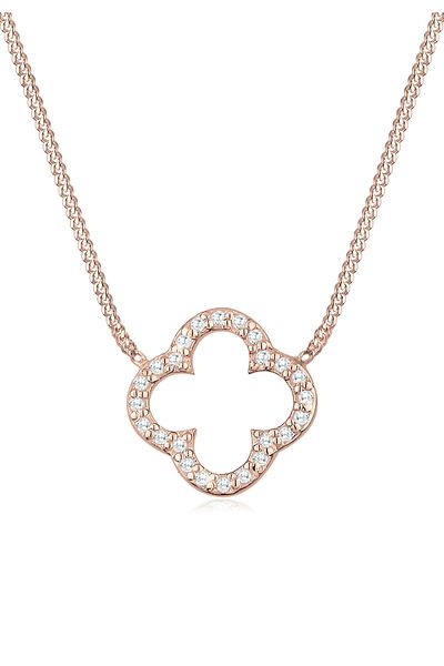 ELLI Halskette Damen Kleeblatt Anhänger Elegant Glück mit Zirkonia Kristallen in 925 Sterling Silber