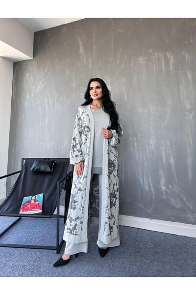 MAY MARA SET JACQUARD ȘI MÂNECI MERCERIZATE BRODATE PIATĂ PERLADĂ, 3 PIECI