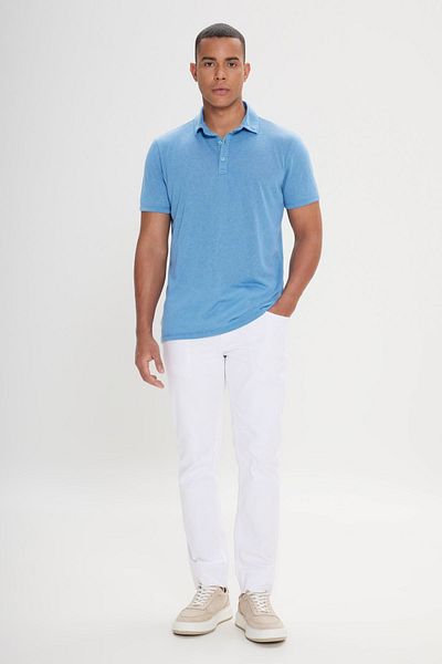 AC&Co / Altınyıldız Classics Tricou casual pentru bărbați, cu guler polo slim, turcoaz