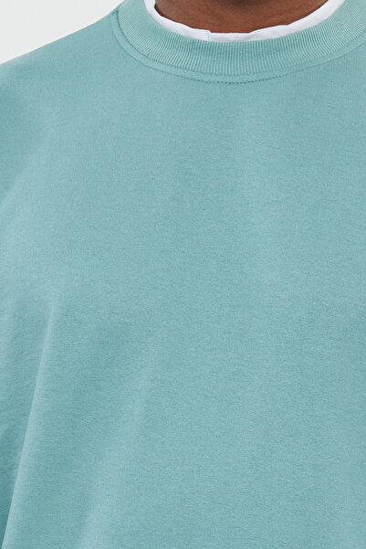 Trendyol Collection Ανδρικό φούτερ Mint Regular/Normal Fit χωρίς ανοιχτόχρωμο TMNAW22SW0658