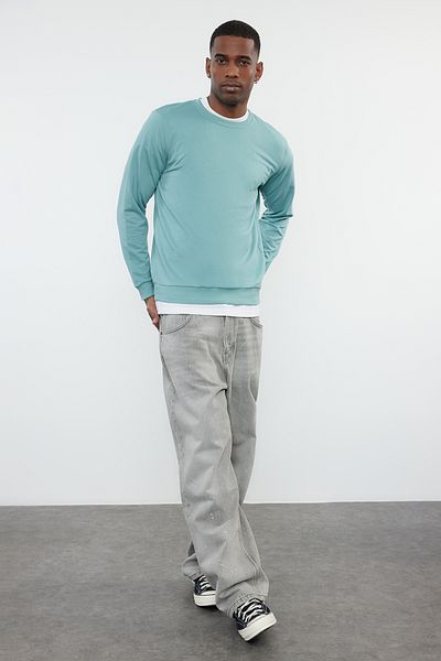 Trendyol Collection Hosszú ujjú, sötét mentás pulóver - normál szabású TMNAW20sw0164