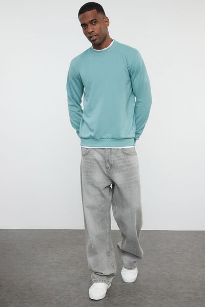 Trendyol Collection Mint pánská mikina Regular/Regular Fit bez šátku TMNAW22SW0658