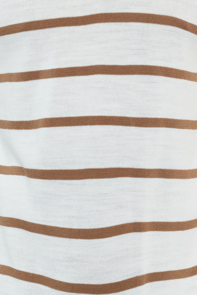 Edit by Trendyol Pletený sveter s pruhovaným tenkým strihom s výstrihom v norkovej farbe - Tmnaw25Kz00033