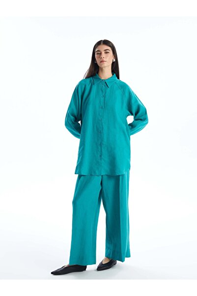 LC Waikiki Γυναικείο παντελόνι Palazzo με ελαστική μέση από ίσιο λινό