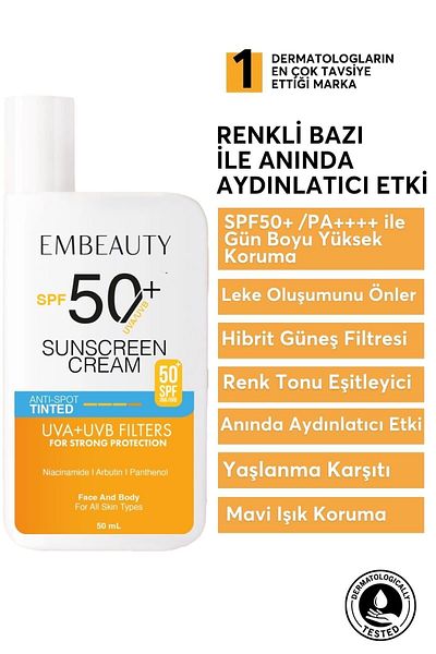Embeauty High Protection SPF50 Pink Face Sunscreen - Hybrid Formula 50ml