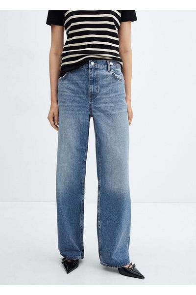 MANGO Woman Pantaloni de jeans cu talie medie