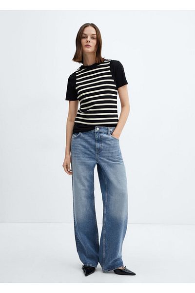 MANGO Woman Pantaloni de jeans cu talie medie