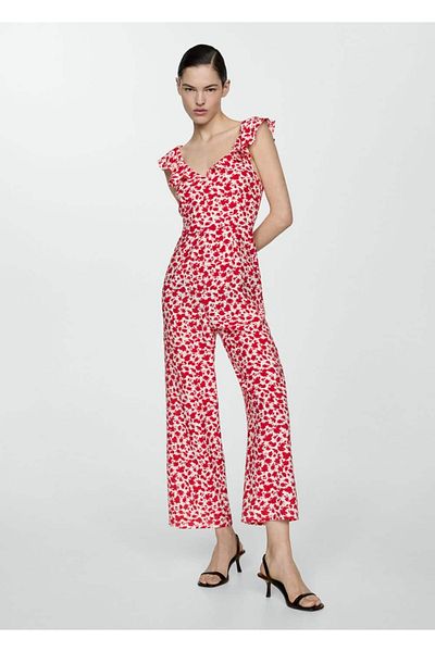 MANGO Woman Floral Print Long Jumpsuit