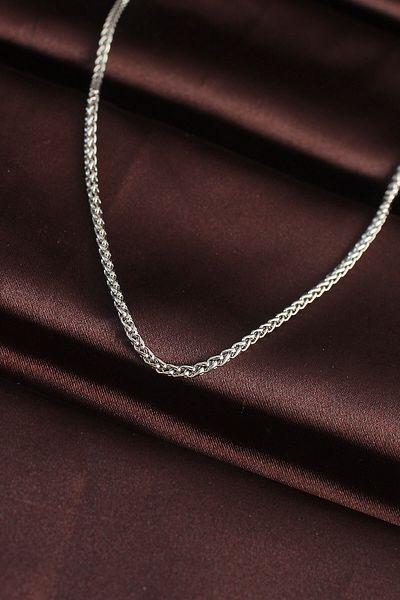 Moka Shopin Men's Necklace - 316L Steel, Silver Color, Thin Twist Chain