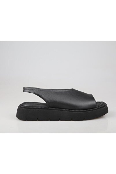 Zeyn 7915 hakiki deri Siyah Kadın Sandalet