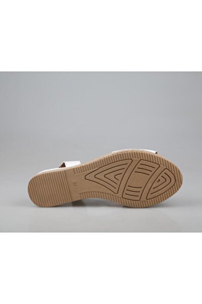 Zeyn 1276 hakiki deri Beyaz Kadın Sandalet