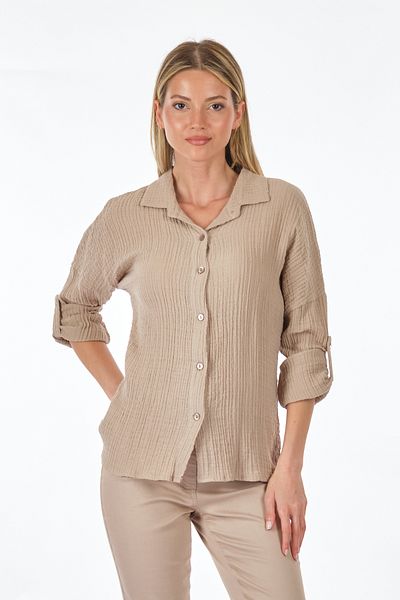 Ysatis Γυναικείο πουκάμισο Camel 23235000146
