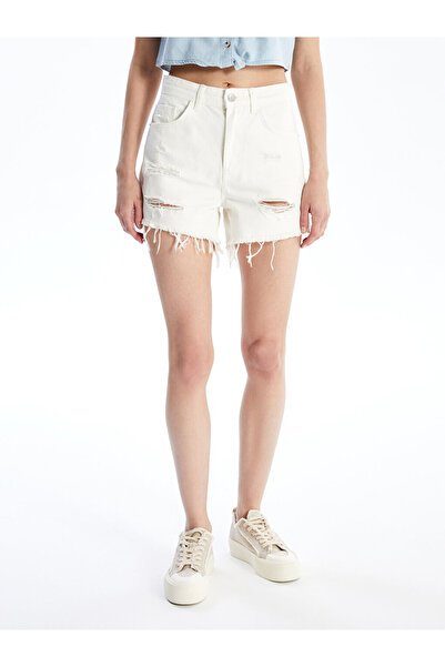 LC Waikiki Γυναικείο τζιν σορτς Standard Fit με σκισίματα