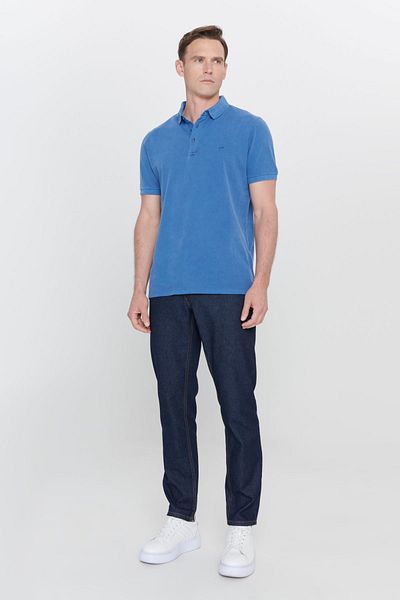ALTINYILDIZ CLASSICS Ανδρικό μπλουζάκι Indigo Slim Fit Slim Fit Polo γιακάς 100% βαμβάκι με σχέδιο