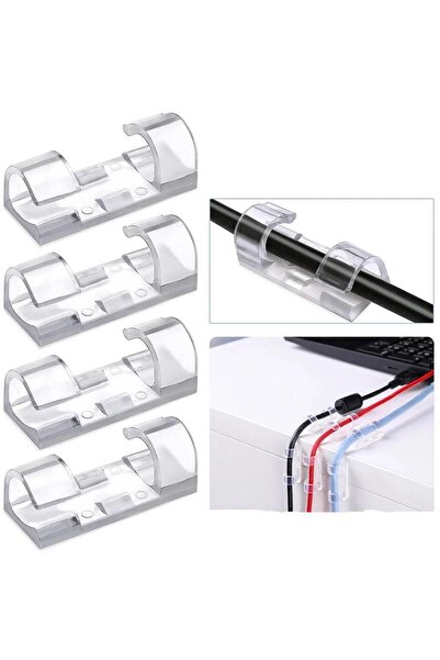 Nirnisa 20 Adet Şarj Usb Laptop Tv Kablo Düzenleyici Duvar Masa Fiş Tutucu Sabitleyici Klips