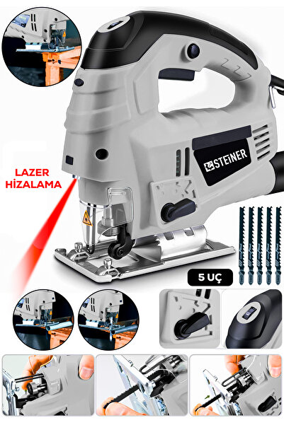STEİNER Alman 4600 W Lazerli Sjs Metal Şanzuman 6 Kademe Devirli Pandül Ayarlı Dekupaj Testere Makinesi 5 Uç