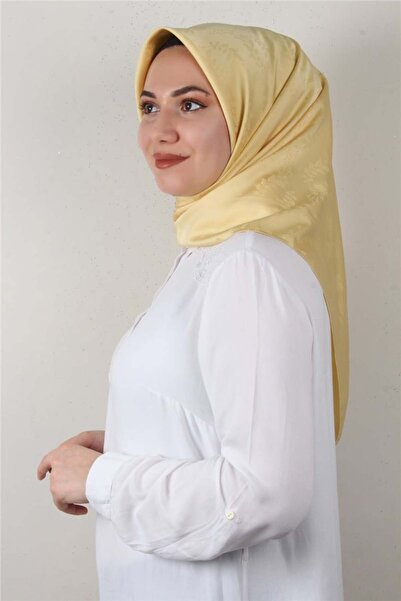 Eşarppark Jakarlı Ipeksi Eşarp 3089-9 Soft Sarı