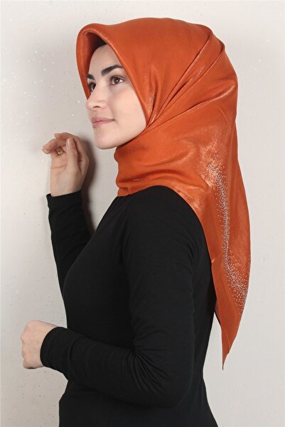 PİRAMİT Taşlı Exclusive Eşarp 6000-17 Turuncu