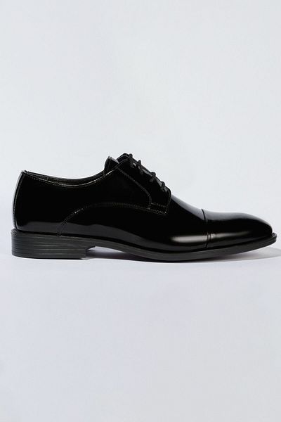 ALTINYILDIZ CLASSICS Men's Navy Blue 100% Leather Classic Patent Leather Shoes
