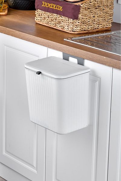 VANCKEY 15 LT Kitchen Countertop and Cabinet Hanging Garbage Bin