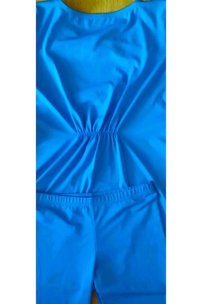 Asmay Costum de baie hijab albastru închis - colanți scurti și fără mâneci pentru fete
