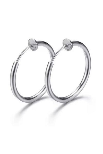 Jaida Moda Unisex Set of 2 - Non-Perforated Fake Steel Earrings