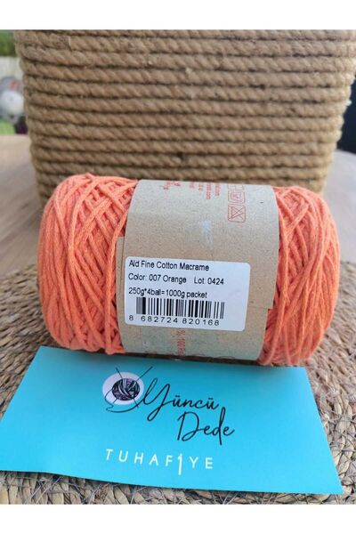aldemir Ince Pamuk Makrome Çanta Şapka Yazlık Elbise Yapmak Için Cotton Turuncu Makrome No:007 300m 250gr