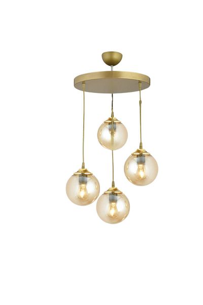 SONSUZ AYDINLATMA&AVİZE Luxury Chandelier - 4-Piece Antique Pendant Tray, Bal Glop Glass