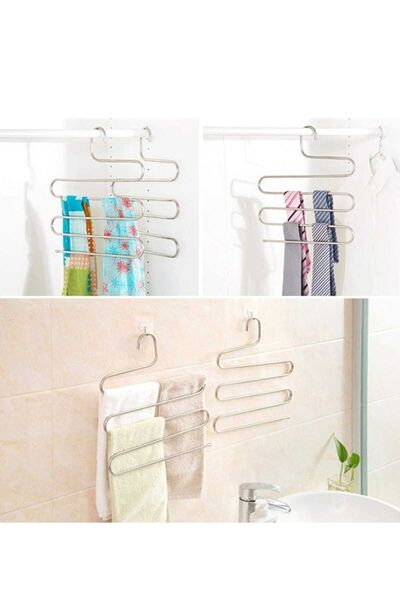 Dalian Home 5 طبقات معدنية السراويل شماعات الملابس الملابس وشاح منديل منشفة ا...