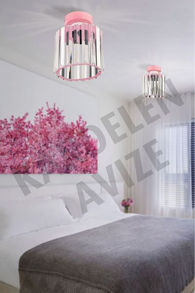 SONSUZ AYDINLATMA&AVİZE Luxury Chandelier - Pink Plafonier, Crystal Stone Facing