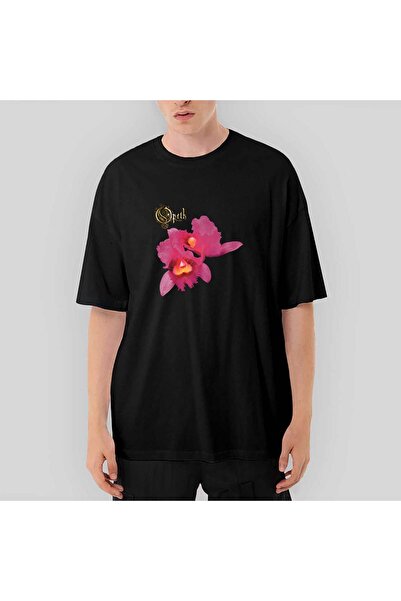Z zepplin Opeth Orchid Patterned Oversize Black T-Shirt