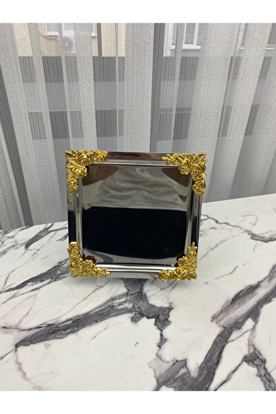 Mira züccaciye Luxury 4 Corner Floral Silver Plated - 21x21 Presentation Tray...