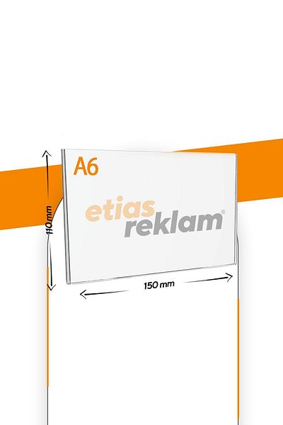 Etias Reklam A6 U Type Horizontal Table Top - Pack of 20 2.8 Mm Transparent Plexi Foyluk Brochure Holder