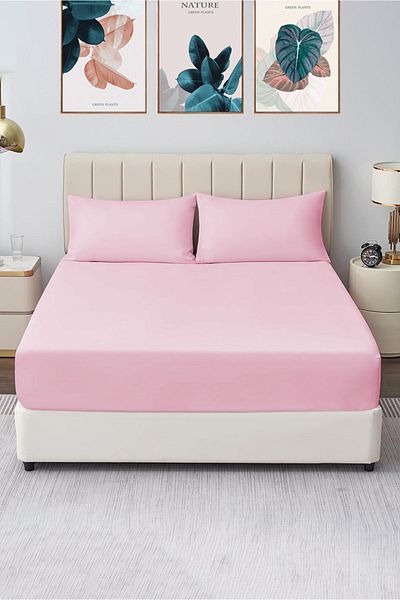 CASPARA Double 160X200 Fitted Sheet Set + 2 Pillowcases