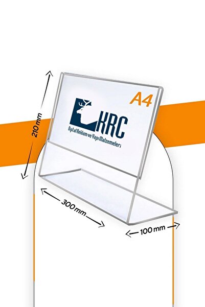 Genel Markalar A4 L Tipi Yatay Masa Üstü Şeffaf Pleksi Föylük / Broşürlük - 1adet - 210mm X 300mm