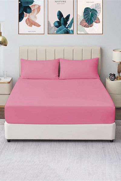 CASPARA Double 160X200 Fitted Sheet Set + 2 Pillowcases